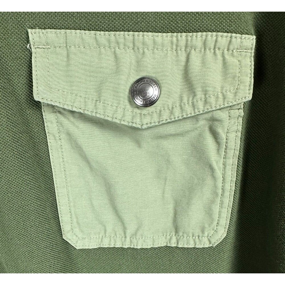 Polo Ralph Lauren Cotton Mesh Pocket Pullover Hoodie XL Olive Green Pony Preppy - Picture 5 of 9